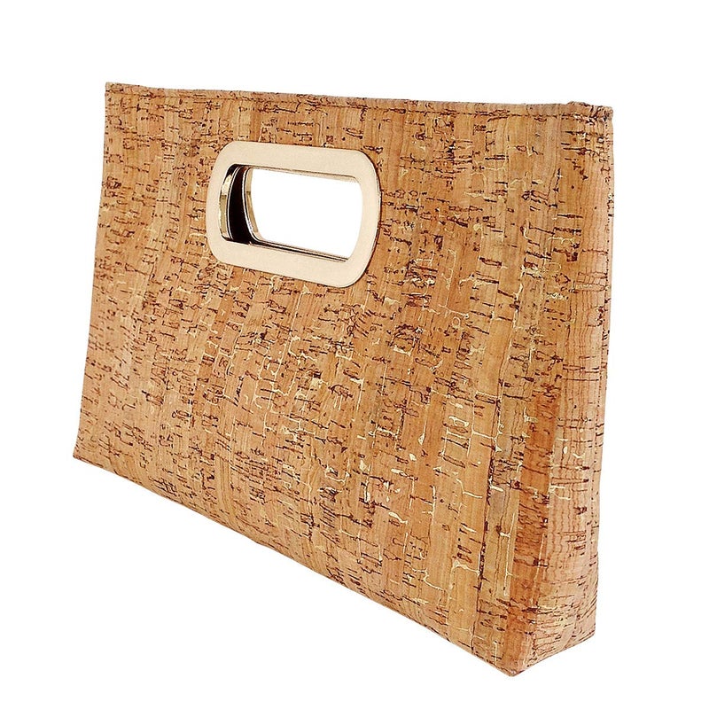 JNB Cork Top Handle Clutch, Gold - Image 2